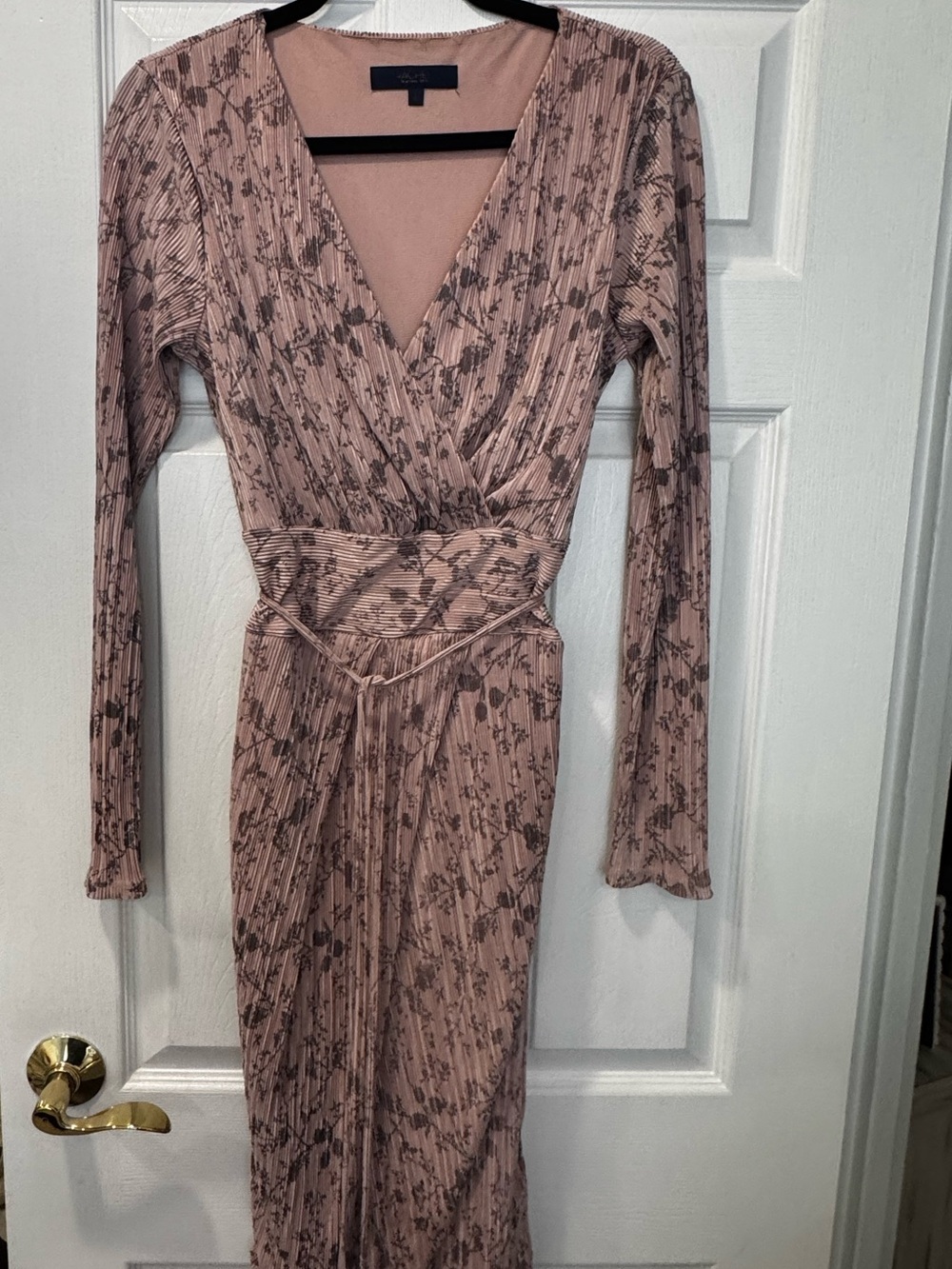 RACHEL Rachel Roy Dusty Rose Floral Pleated Wrap Maxi Dress